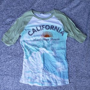 California 3/4 Sleeve Baseball Tee Shirt
